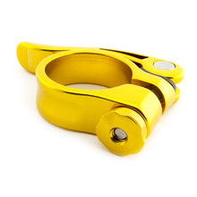 Load image into Gallery viewer, WeeBikeShop Quick Release Bicycle Seat Clamp 31.8mm Gold