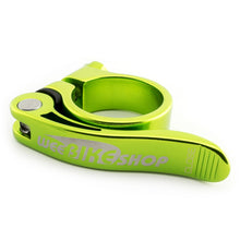 Load image into Gallery viewer, WeeBikeShop Quick Release Bicycle Seat Clamp 31.8mm Green