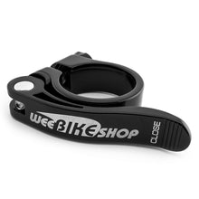 Load image into Gallery viewer, WeeBikeShop Quick Release Bicycle Seat Clamp 31.8mm Black